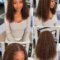 TIMOPOL 20 Inch Jerry Curly Human Hair Wig P4/27 Highlight 13x4 Lace Frontal, Glueless Pre Plucked with Baby Hair Curly Wig for Black Women