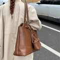 LEFTSIDE Big PU Leather Short Handle Shoulder Bag for Women 2025 Winter Luxury Tote Bag Lady Designer Retro Handbags and Purses