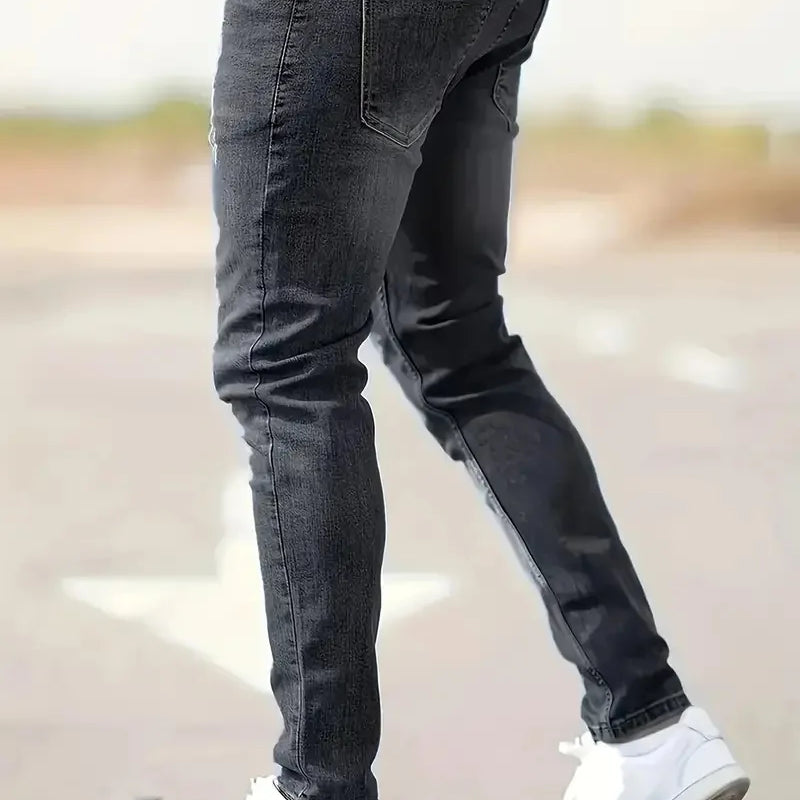 New men's jeans elastic slim fit pants street wear | SAMAG