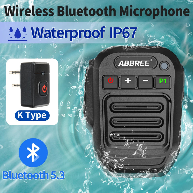 ABBREE IP67 Waterproof Wireless Bluetooth Speaker Mic Microphone For Baofeng UV-5R UV 5RH Quansheng UV K5 K5(8) K6 Walkie Talkie