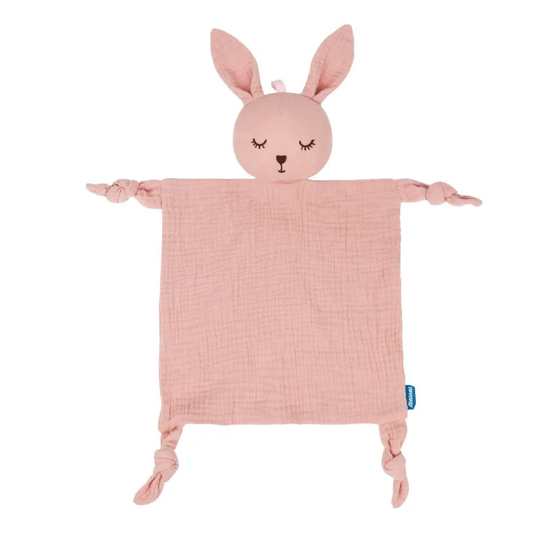 Baby Security Blanket Soft Cotton Muslin Comforter for Newborn Infant Sleeping Snuggle Toy Stuffed Animal Soothe Appease Towel