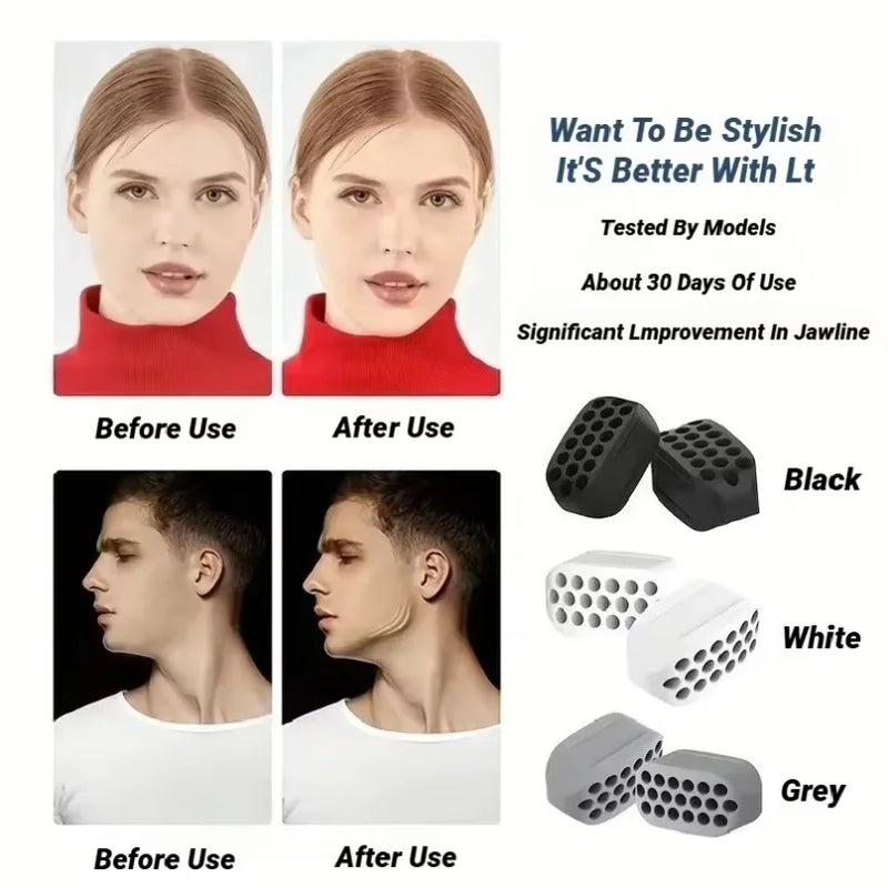 1/2Pcs Large Jaw Exerciser Fitness Jawline Muscle Training Double Chin Reducer Neck Face Slimming Mouth Jawliner Silicone Chew