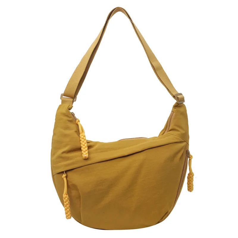 Leisure Crossbody Hobo Bag with Large Capacity Versatile and Niche Design Nylon Shoulder Bag Student Class Mailman Bag