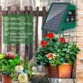 Solar Drip Irrigaton System,  Automatic Watering System with 300 Watering Programmes, Garden Watering Kit with 10M Hose&10 Drip Tips etc, Suitable for Vegetables/Potted Plants/Fruit Trees