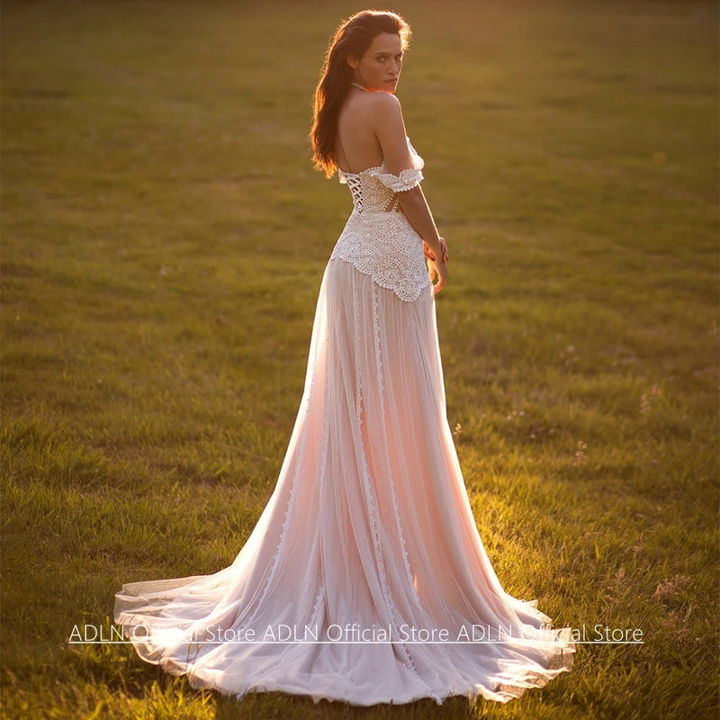 Customized Bohemian Lace Wedding Dresses Sexy Off - View 2 | SAMAG