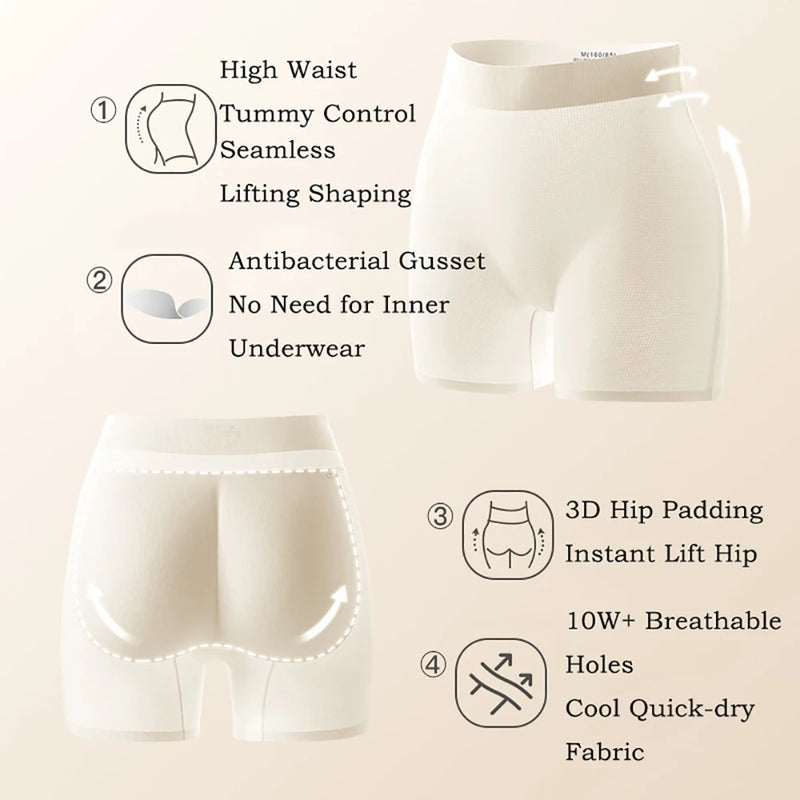 Padded Shapewear For Women High Waist Hip Enhancer Body Shaper Shorts Seamless Underwear Tummy Control Butt Lifter Panties