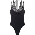Ladies Sexy Slim Bodysuits Women Chic Lace Partwork Sleeveless Fashion Backless Sling Tops Newest Casual Playsuit Outfits Female