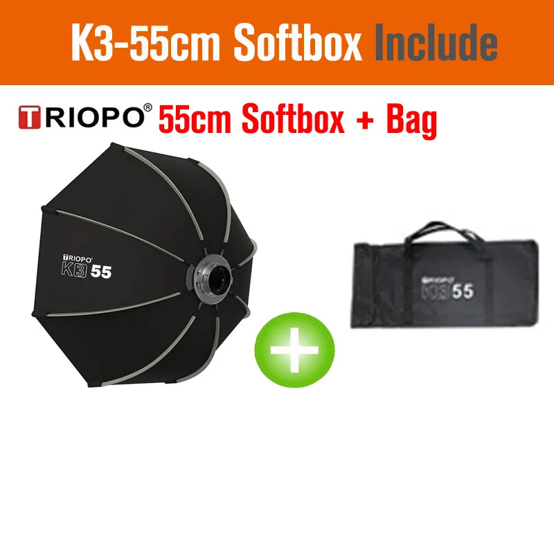 TRIOPO Bowens Mount Softbox K-3 55cm 65cm 90cm 120cm Quick-Setup Octagon Softbox for Godox Aputure Sokani Studio LED Video Light