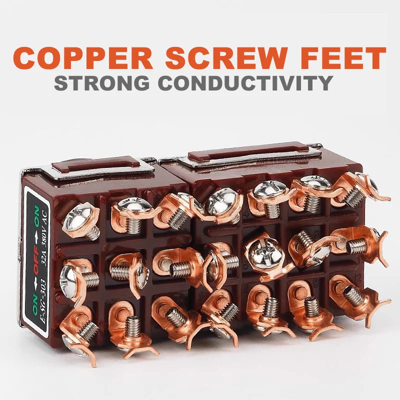 High Current Rocker Switch 2/3/4/6/8/9/12Pin Self Reset/Self-locking Toggle Switch Copper Pin 32A 250VAC Power Button Switch