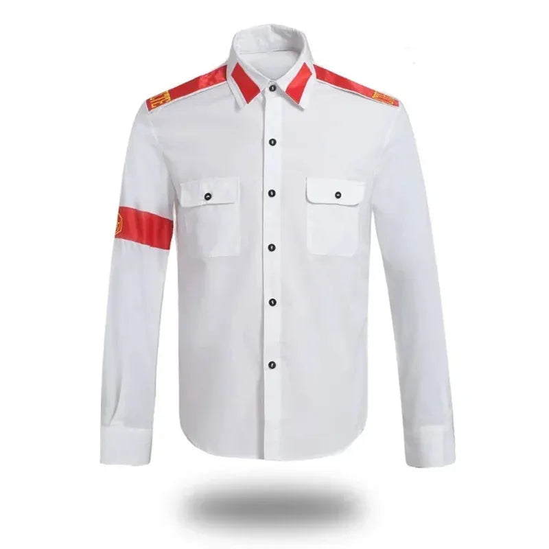 Impersonator Michael Jackson Costumes Shirt Stuff Man In Mirror Anti-war Embroidery Stitchwork White CTE Casual 9ZB5CP