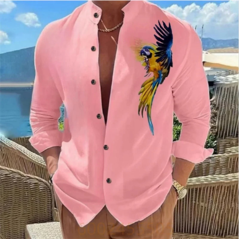 Men's Floral Print Long Sleeved Shirt Fashionable Casual | SAMAG