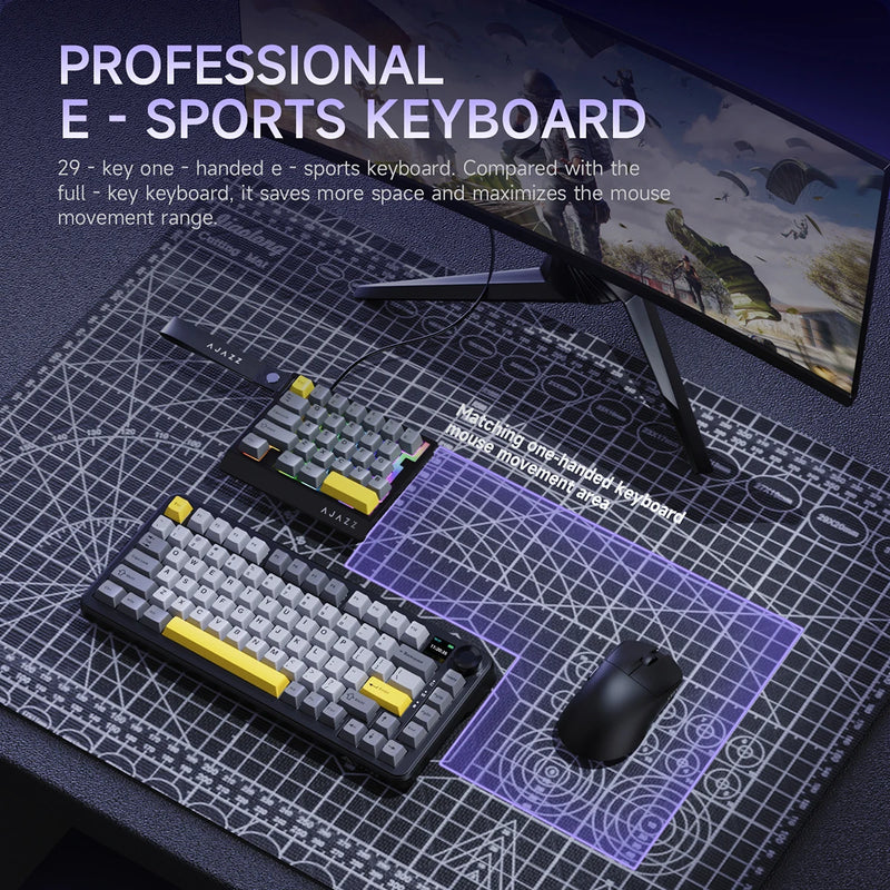 AJAZZ AK029 Wired One-Handed Gaming Keyboard HE Magnetic Switch 29 Key RGB 8000Hz Mini Mechanical Keyboard for E-sports PC Gamer