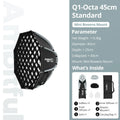 AMBITFUL Q1 Mini Bowens / GODOX Mount 30cm 45cm Octa Softbox 20*55cm Strip Softbox 30cm Softball 45cm Bounce Softbox For GODOX