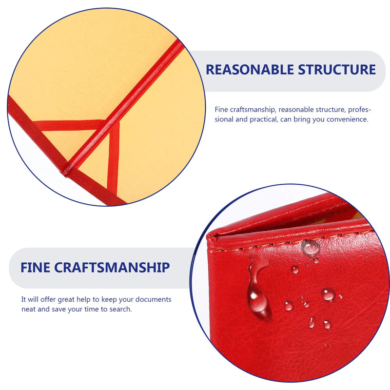 Stylish Red File Folder Portfolio Organizer for Office Business Interview Resume Documents Card Pen Storage Binder Loose Leaf