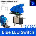 Auto Car Boat Truck Illuminated Led Toggle Switch ON OFF With Safety Aircraft Flip Up Cover Guard 12V20A Transparent