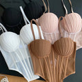 SINGREINY Fashion Solid Corset Lingerie Top Ladies Strap Sheer Mesh Slim Camisole American Retro Backless Beach Sexy Tank Top