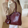 LEFTSIDE Big PU Leather Short Handle Shoulder Bag for Women 2025 Winter Luxury Tote Bag Lady Designer Retro Handbags and Purses
