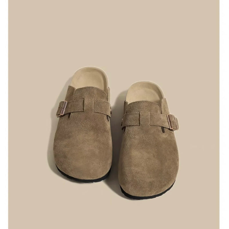 Cork Suede Mules Slippers for Women Fashion Clogs Shoes Classic Cork Antislip Outdoor Slippers with Arch Support Slipper