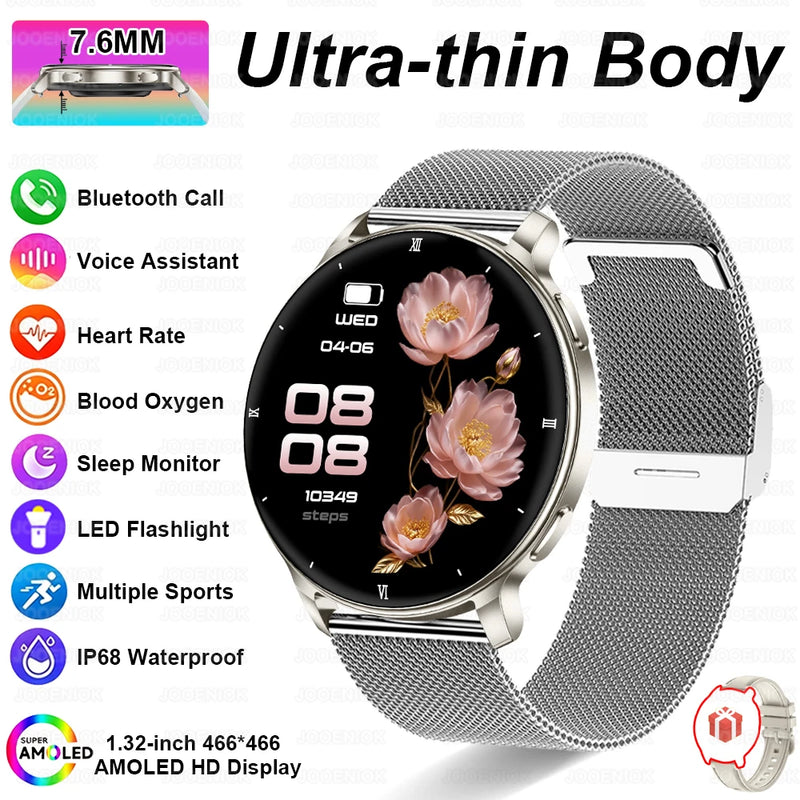 2026 New 1.32" AMOLED Smartwatch Man 466*466 Resolution Bluetooth Call LED Flashlight Fitness Tracker Smart Watch For Men Women
