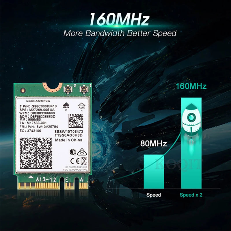 WiFi 6E AX210 Bluetooth 5.3 M.2 Wireless Card For Intel AX210NGW 2.4Ghz 5Ghz 6Ghz 5374Mbps 802.11ax For - Visuel 4 | SAMAG