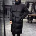 New Men's Down Jacket Mid Length Warm Standing Collar Cotton Jacket Winter Fashion Casual Men's Street Clothing Size 5XL-M