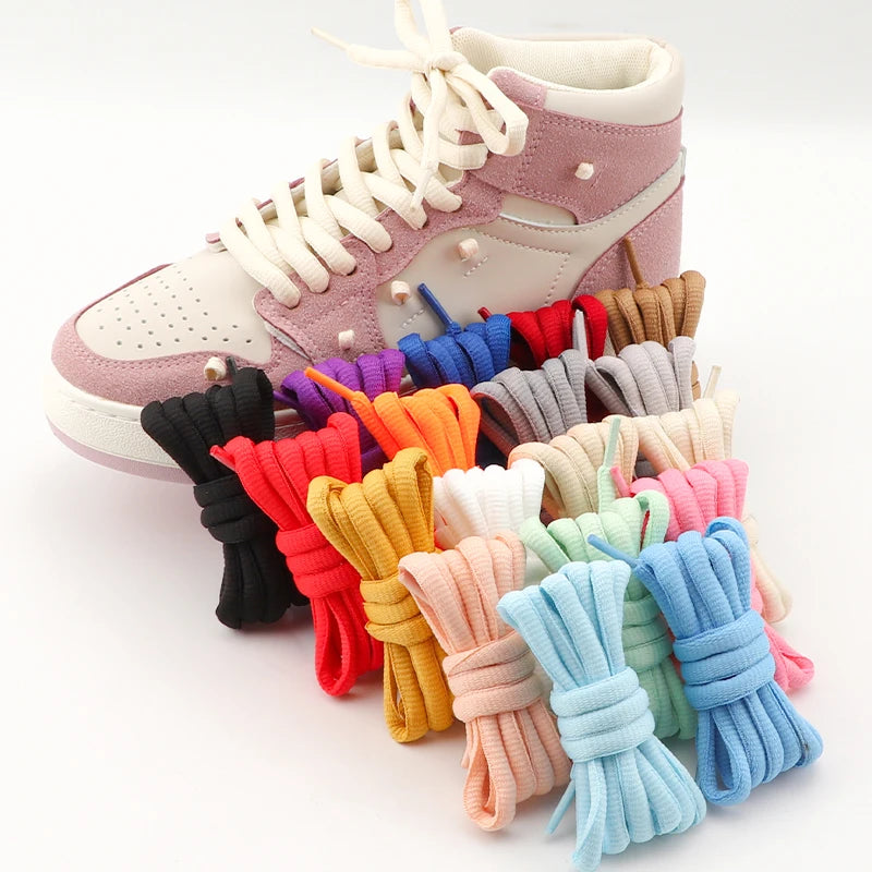 9MM Oval Shoe Laces Semicircle Bold Shoelaces for High-top Low-top Sneakers Polyester Silk High-quality Shoelace 18 Colors 1Pair