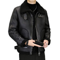 High-quality Faux Fur Leather Jackets Men Splicing Pockets Trend Casual Motorcycle Bike Jacket Winter Thick Warm Coat Streetwear
