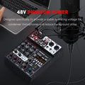 BOMGE D4 Audio Mixer 4 Channel Mini Mixer 99 DSP Reverb Effects USB Audio Interface Bluetooth for Karaoke Podcast Live Streaming