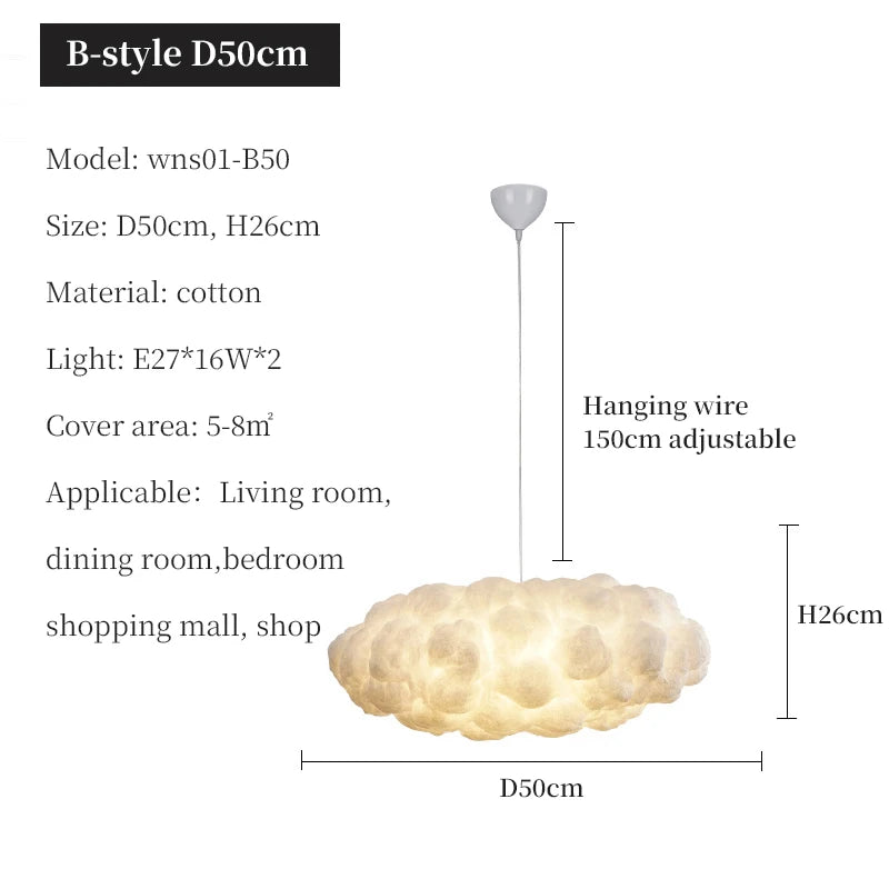 Modern Floating Cloud Led Pendant Light Living Dining Room Chandelier Lighting Bedroom Lampara Restaurant Hanging Lamp Luminaire