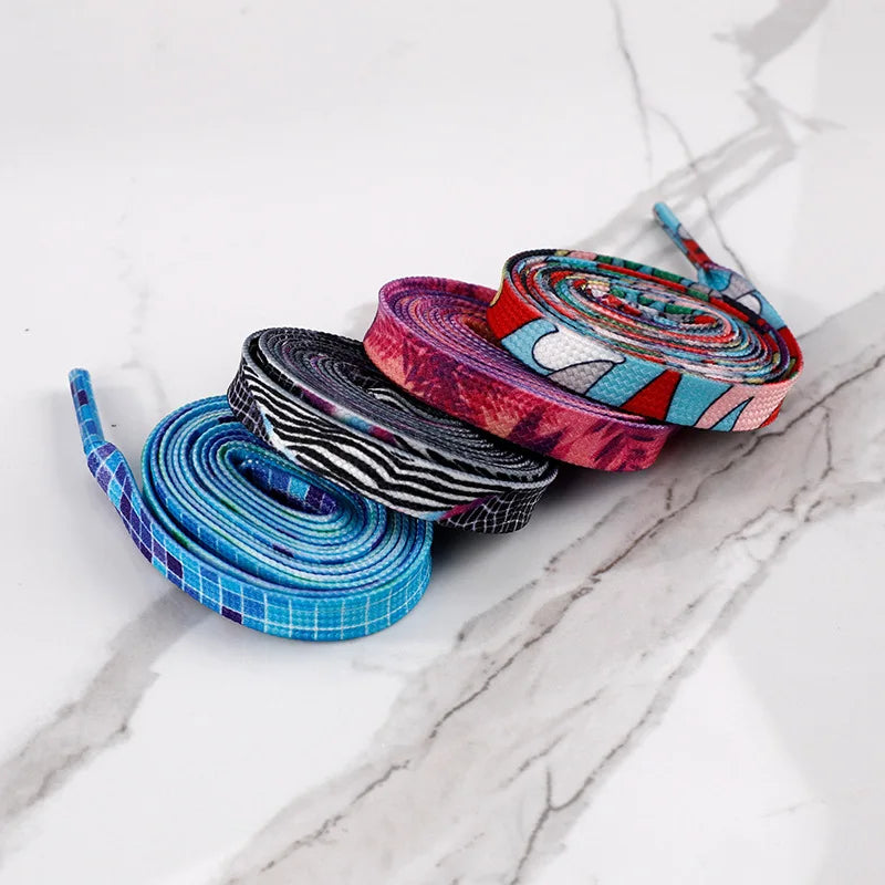 Graffiti Shoelaces Fashion Leisure for Men and Women Flat Shoe Laces Wear Resistant Non Fading College Style Shoestring 1 Pair