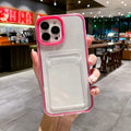 Simple Fashion Card Pocket Bag Colorful Bumper Phone Case For iPhone 16 17 Pro Max 15 14 13 12 11 16 Plus Air Clear Back Cover