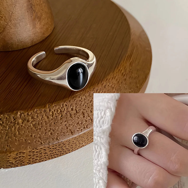 VENTFILLE 925 Sterling Silver Ring for Women Girl Gift Retro Open Trend Unique Design Geometric Asymmetric Jewelry Dropship
