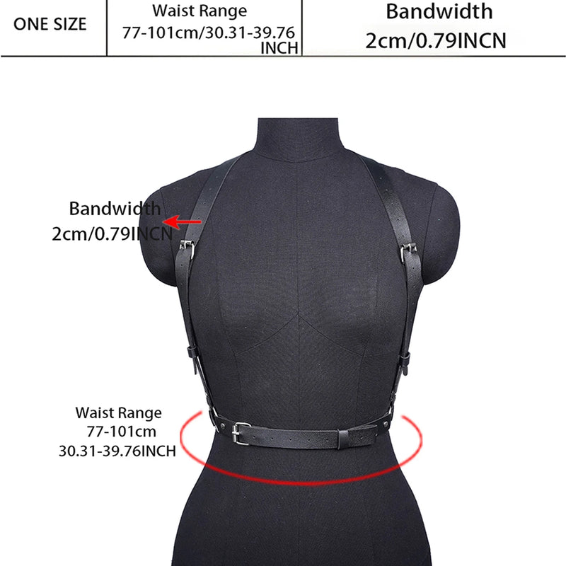 Fashion Wide Leather Waist Belt For Women Punk Gothic Body Bondage Chest Harness Belt Harajuku Suspenders Clothing Accessories