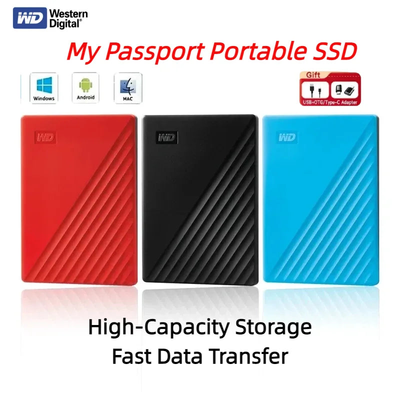 2026 Western Digital WD 500GB 1TB 2TB My Passport Portable External Hard Drive USB 3.0 High Speed HDD for Laptop PC Computers