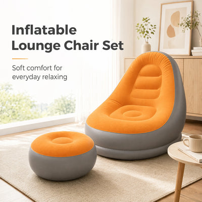 Inflatable Flocking Lazy Sofa Set with Foot Stool | SAMAG