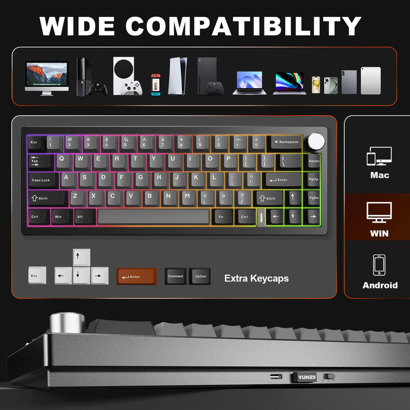 YUNZII AL68 Black QMK/VIA Mechanical Keyboard, Wireless - Visuel 4 | SAMAG