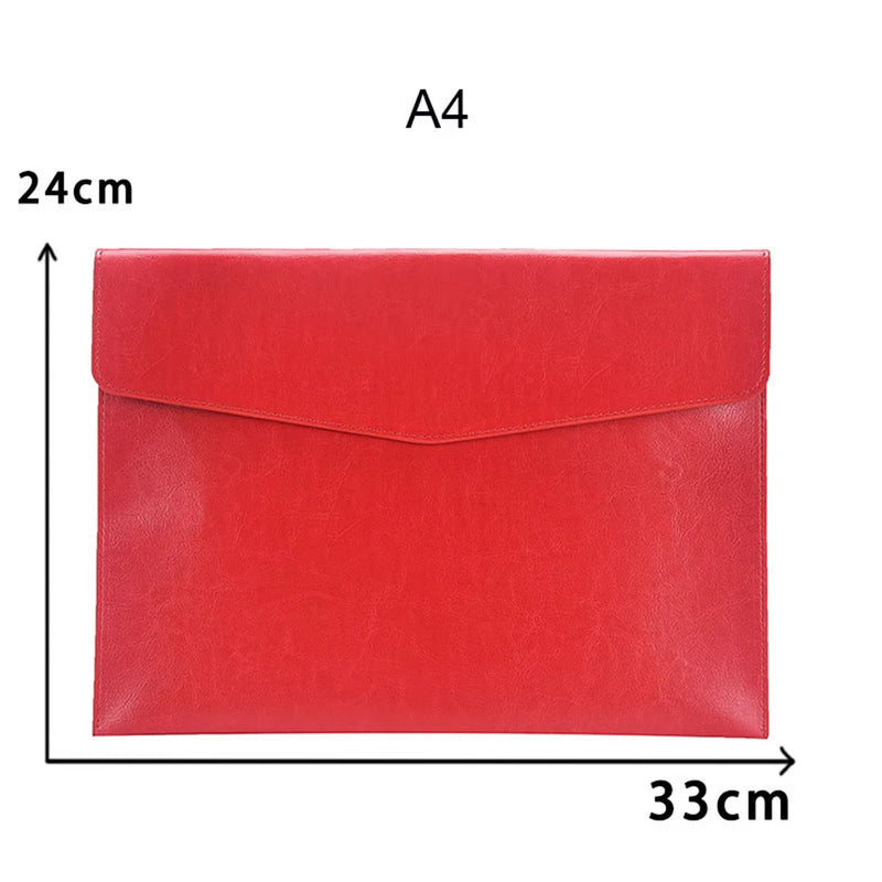 A4 A6 Leather File Folder Business Document Organiser Folder Bag Fashion Briefcase Data Contract Bill File Bag School Office Sup