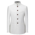 Chinese Stand Collar Men Blazer, Korean Style Solid Casual Suit Jacket, Fashion Slim Fit Dress Coat, Yellow,Burgundy,White,Black
