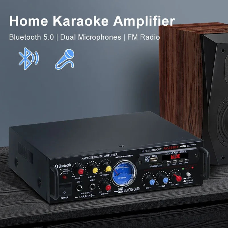 12V 220V HiFi Digital Bluetooth Amplify Channel Surround Sound Amplifiers Home Plug and Play Car Onboard Professional Amplifier