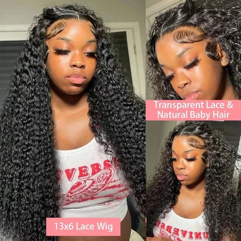 40 46 Inch 13x4 13x6 Full Frontal HD Transparent Lace Long Deep Wave Brazilian Remy Human Hair Pre Plucked Wigs 200 Density