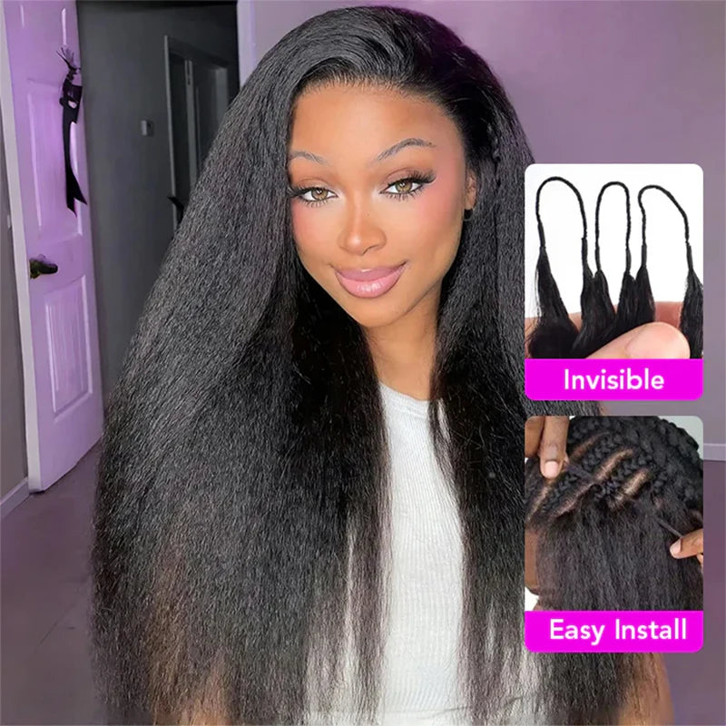 30 Inch 60g/Pack 1-5PCS Afro Kinky Straight Human Hair Crochet Knotless Pre-Separated Feather Light Crochet Human Hair Extensions Wigs Miracle Knots Crochet Human Hair Braiding Hair Extensions Materials Bouncy Kinky Crochet H