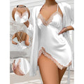 Women's 2-Piece Silky Lace Trim Open Back Camisole & Slit | SAMAG