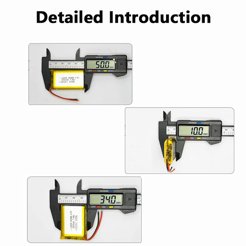 103450 3.7V 2500mAh Polymer Lithium Rechargeable Battery JST PH 2.0mm 2Pin Plug for Camera GPS Navigator MP5 Bluetooth Headset