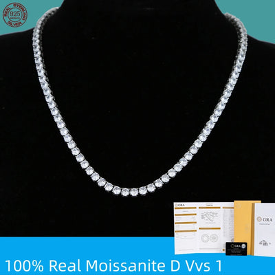 D VVS1 Moissanite Tennis Necklace For Women 100% 925 Sterling Silver Sparkling Party Fine Jewelry | SAMAG