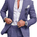 Men‘s Linen Pant Suit Set Plus - size Black Blue Single Button 2 - Piece Summer Business Formal Casual - View 11 | SAMAG
