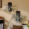 Artificial Tropical Plant Wall Hanging Decoration Antler Fern Green Plant Landscape Display Furnishings Home Decor, Wooden Frame