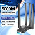 Kebidumei AX3000 WiFi6 USB Wireless Adapter Dual Band 2.4G/5GHz 3000Mbps Network Card for Desktop PC Win 10/11 Driver | SAMAG