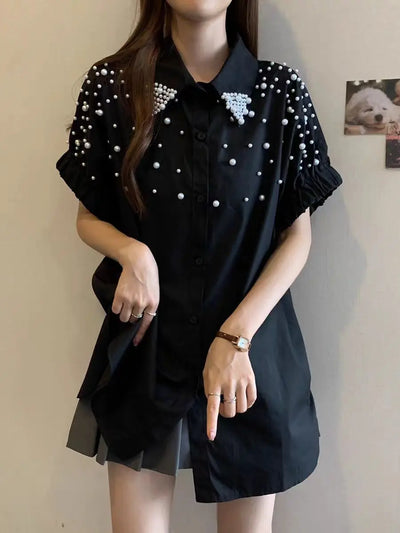 High - end Loose Casual Cotton Short Sleeve Shirts Blouses | SAMAG