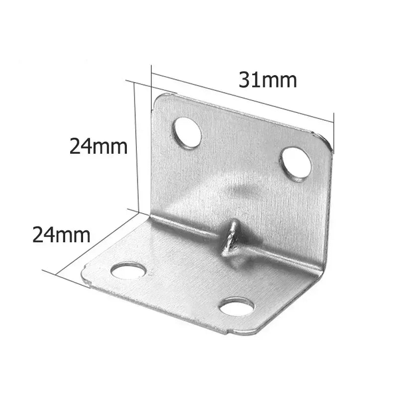 Universal Stainless Steel Corner Bracket 90 Degree L-shaped Right Angle Fixed Brace Fastener For Wood Furniture Bedframe Cabinet