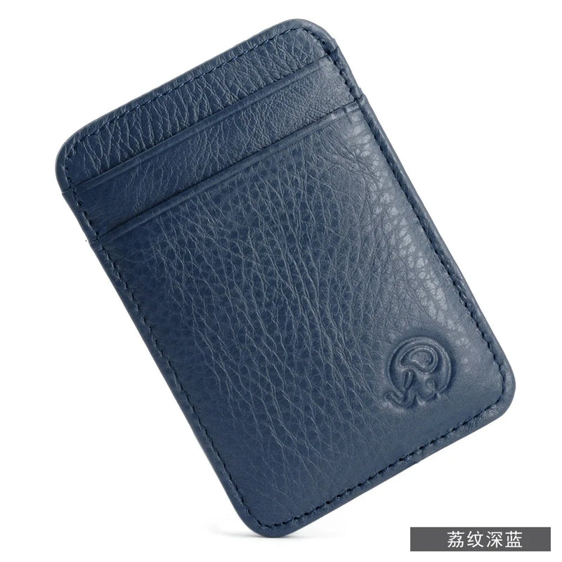 Fashion 100% Genuine Leather Thin Bank Credit Card Case Mini Card Wallet Men Bus Card Holder Cash Change Pack Business ID Pocket